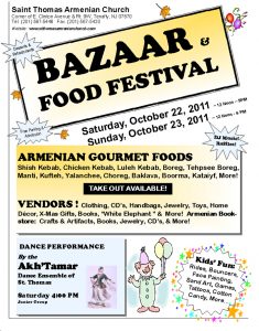 St. Thomas Armenian Church in Tenafly – Bazaar Saturday and Sunday Oct 22-23