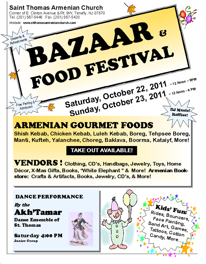 Tenafly Armenian Church Bazaar Oct 22-23