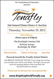 Tenafly Board of Education is hosting an evening of dinner and dancing ito raise funds for our schools. 