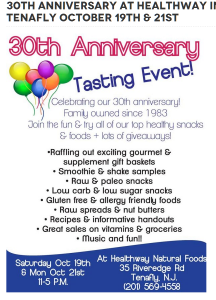 30th Anniversary at Healthway in Tenafly October 19th & 21st